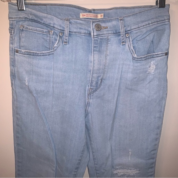 Levi's High Rise Straight Crop Jeans Blue 30 - Picture 10 of 11
